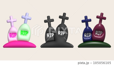 3D illustration. Grave for Halloween. RIP. Ancient grave. Halloween elements for design. 3D illustration. Grave for Halloween. RIP. Ancient grave. Halloween elements for design. 105056105