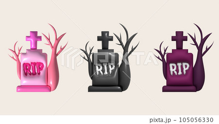 3D illustration. Grave for Halloween. RIP. Ancient grave. Halloween elements for design. 3D illustration. Grave for Halloween. RIP. Ancient grave. Halloween elements for design. 105056330