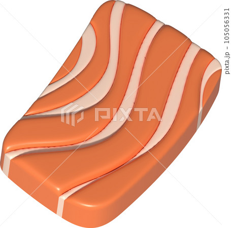 3D illustration, thick slices of raw salmon of fresh sashimi or trout sashimi 105056331
