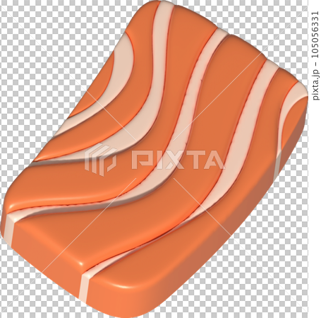 3D illustration, thick slices of raw salmon of fresh sashimi or trout sashimi 105056331