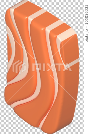 3D illustration, thick slices of raw salmon of fresh sashimi or trout sashimi 105056333