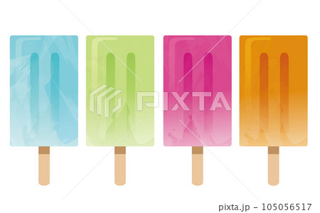 4色の四角い棒アイスセット 105056517