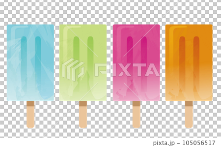 4色の四角い棒アイスセット 105056517