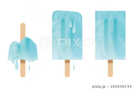 溶ける四角いソーダ味の棒アイス 105056534