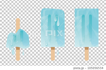 溶ける四角いソーダ味の棒アイス 105056534