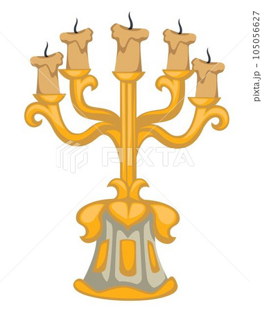 Baroque epoch style, candlestick with candles isolated object 105056627