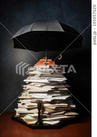 umbrella covering a stack of insurance papers...のイラスト素材 [105057020] - PIXTA