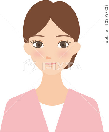 笑顔の可愛い女性の上半身イラスト 105057803