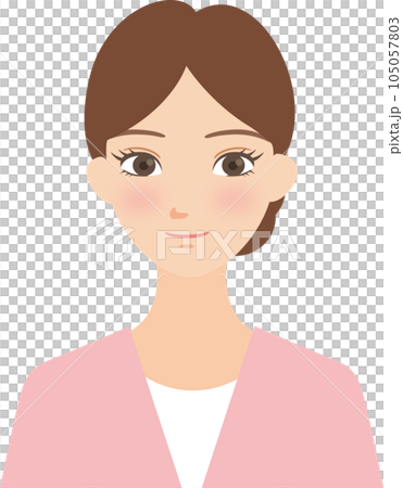 笑顔の可愛い女性の上半身イラスト 105057803