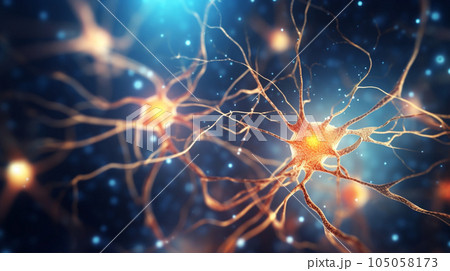 脳内のニューロン神経回路とシナプス AI生成画像 neuron synapse and nerves 105058173