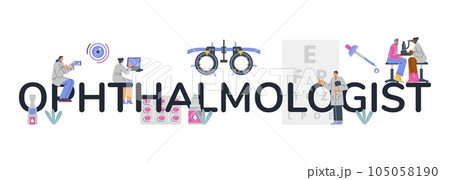 Ophthalmology services banner or site header, flat vector illustration isolated. Ophthalmology services banner or site header, flat vector illustration isolated. 105058190