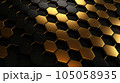 Abstract futuristic background with hexagons. Dark background with honeycombs. 105058935