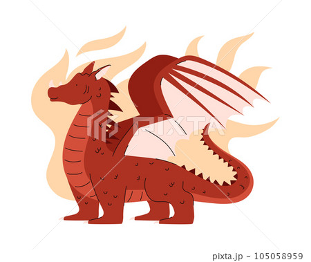 Mythical fairy red dragon vector illustration...のイラスト素材 [105058959] - PIXTA