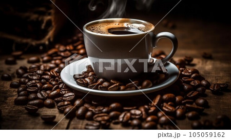 コーヒーと珈琲豆 コーヒーと珈琲豆 105059162