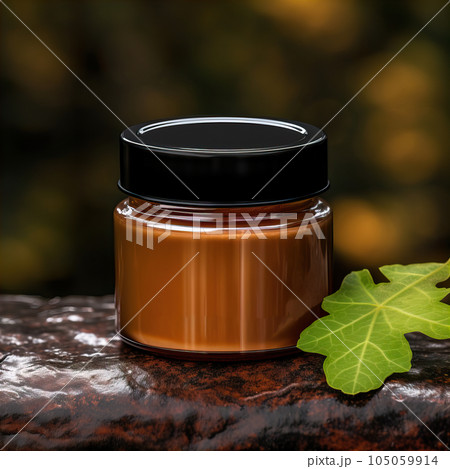 Amber glass cosmetic cream jar mockup, beauty product container front view template, styled creative cream jar mockup Amber glass cosmetic cream jar mockup, beauty product container front view template, styled creative cream jar mockup 105059914
