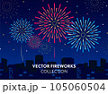 夜の街に打ちあがる夏の花火 105060504