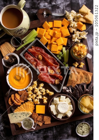 fathers day breakfast tray with coffee, created with generative ai 105061322