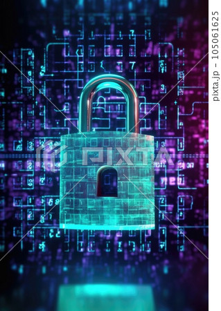 secure padlock symbol on a digital screen, created with generative ai 105061625