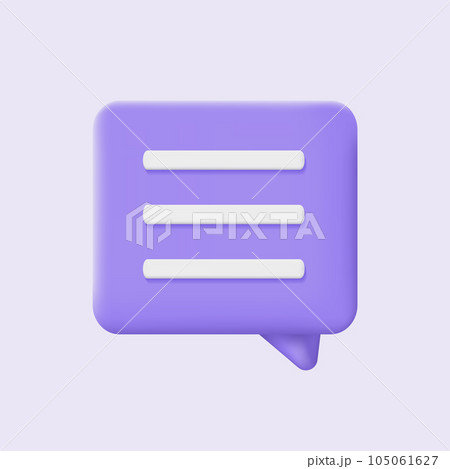 3d speech bubble icon. Square chatting box on purple background. Modern vector illustration 105061627