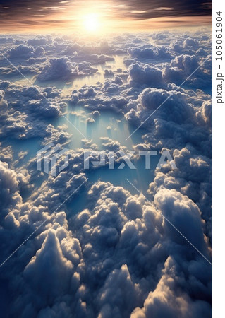 aerial view of clouds casting shadows on earth,...のイラスト素材 [105061904 ...