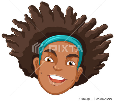 Black African American Man Cartoon Character with Afro Hair Black African American Man Cartoon Character with Afro Hair 105062399