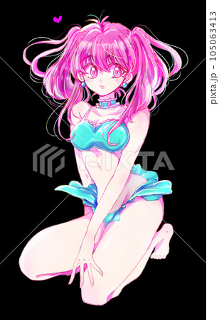 水着の女性 ツインテール ピンク髪のイラスト素材 [105063413] - PIXTA
