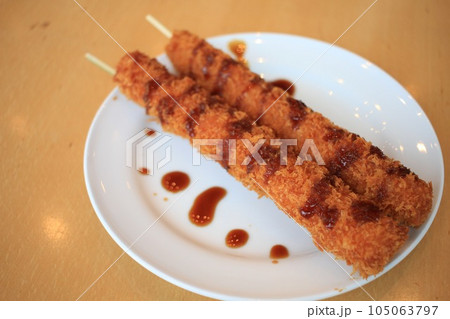 アクアマリンふくしまで食べた大海老フライ串 105063797