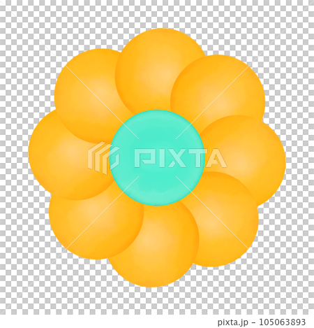 Golden Yellow Watercolor Soft Brush Flower with Turquoise Pollen Golden Yellow Watercolor Soft Brush Flower with Turquoise Pollen 105063893