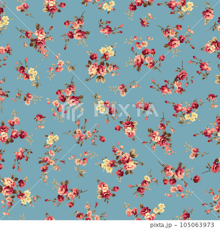 ロココ調でクラシックなタッチの薔薇花柄, 105063973