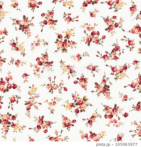 ロココ調でクラシックなタッチの薔薇花柄,のイラスト素材 [105063977