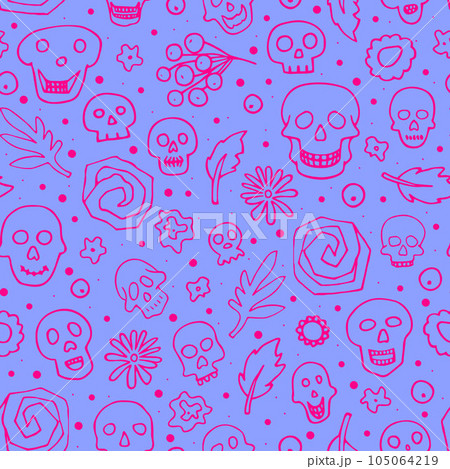 Doodle Halloween, The day of the Dead pattern 105064219