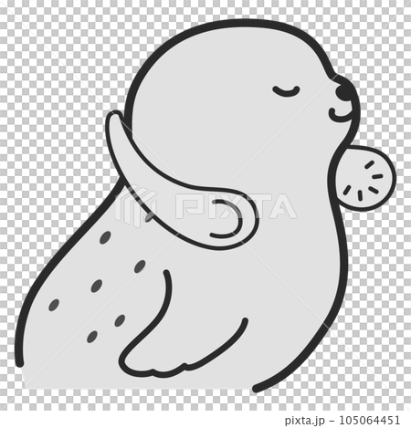 使用頸扇的海豹插圖（黑白） 105064451