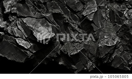 黒と白の岩石のテクスチャ。デザイン用のダークグレーの石、花崗岩の背景。ひび割れた荒い山の表面。クロー 105065805