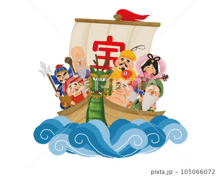 宝船に乗った七福神のイラスト 宝船に乗った七福神のイラスト 105066072