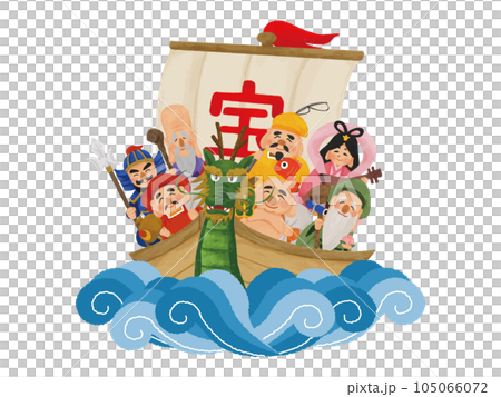 宝船に乗った七福神のイラスト 宝船に乗った七福神のイラスト 105066072