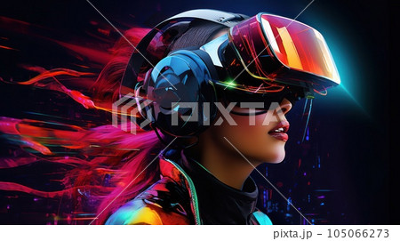 Person is wearing a virtual reality headset....のイラスト素材 [105066273] - PIXTA