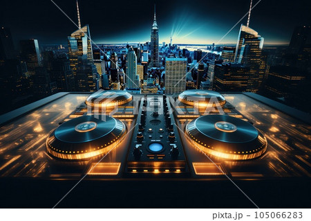 Night disco club background. Illustration AI Generative 105066283