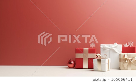 Christmas gift box background. Illustration AI Generative 105066411
