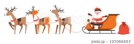 Santa Claus with presents for Christmas on sleigh Santa Claus with presents for Christmas on sleigh 105066883