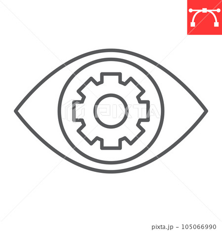 Vision line icon, solution and business, eye cogwheel vector icon, vector graphics, editable stroke outline sign, eps 10. 105066990