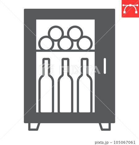 Wine fridge glyph icon, drink and alcohol, refrigerator with bottles vector icon, vector graphics, editable stroke solid sign, eps 10. 105067061
