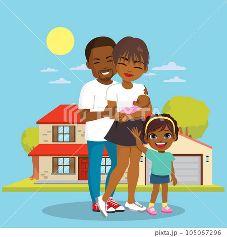 Happy Family In Front Of House 105067296