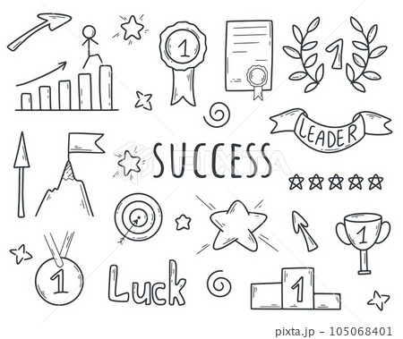 Hand drawn success set vector illustration Hand drawn success set vector illustration 105068401