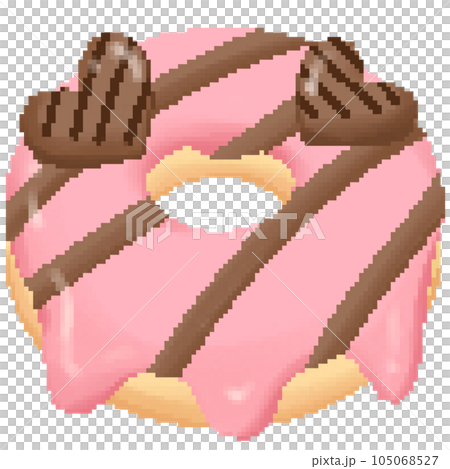 Cute strawberry doughnut with heart chocolate shape in pixel art Cute strawberry doughnut with heart chocolate shape in pixel art 105068527
