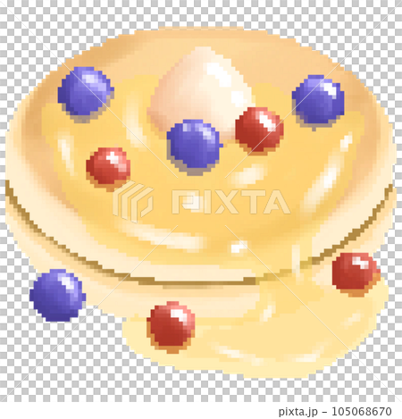 Cute blueberry and rasberry pancake in pixel art 105068670