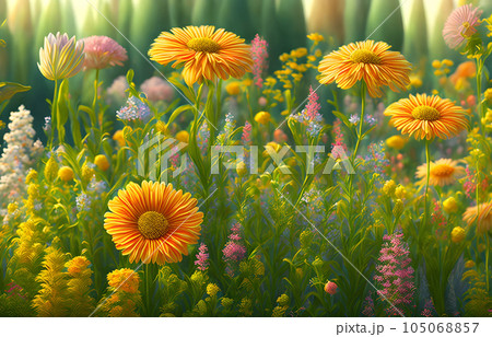 Orange flowers - Generative AI Orange flowers - Generative AI 105068857