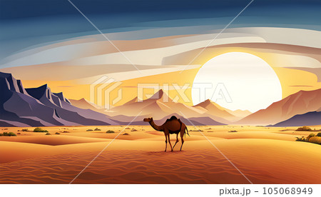 Camel and person at sunset, Thar Desert, Raja - Canvas Art | Art Wolfe