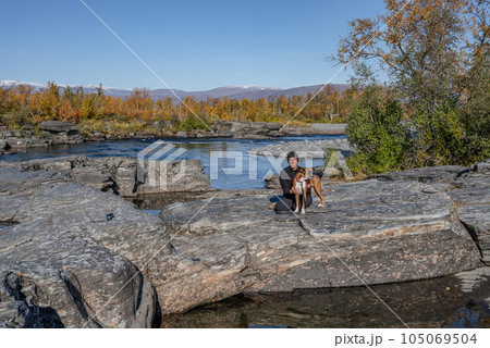 Autum Abisko Canyon River Abiskojakka National Park, Norrbottens, Norrbottens Lapland landscape north of Sweden Autum Abisko Canyon River Abiskojakka National Park, Norrbottens, Norrbottens Lapland landscape north of Sweden 105069504