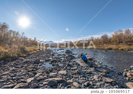 Autum Abisko Canyon River Abiskojakka National Park, Norrbottens, Norrbottens Lapland landscape north of Sweden Autum Abisko Canyon River Abiskojakka National Park, Norrbottens, Norrbottens Lapland landscape north of Sweden 105069517