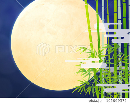 夜に輝く満月と竹藪 夜に輝く満月と竹藪 105069573